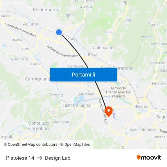 Pistoiese 14 to Design Lab map