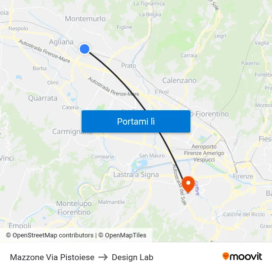Mazzone Via Pistoiese to Design Lab map
