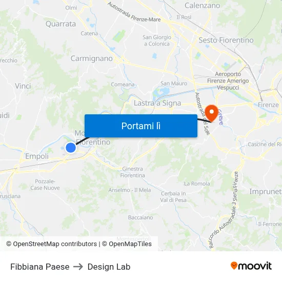 Fibbiana Paese to Design Lab map