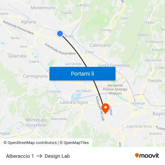 Alberaccio 1 to Design Lab map