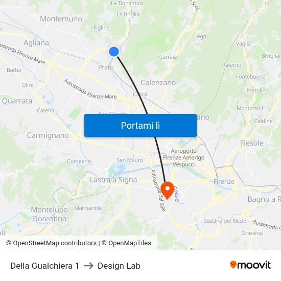 Della Gualchiera 1 to Design Lab map