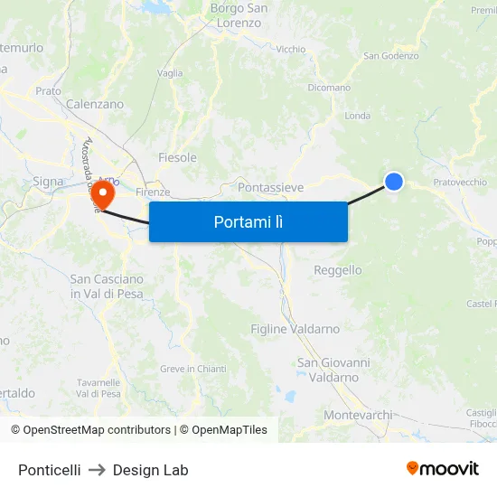 Ponticelli to Design Lab map