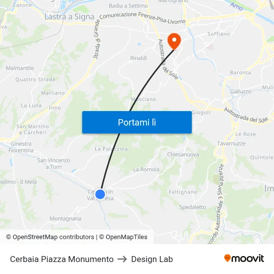 Cerbaia Piazza Monumento to Design Lab map