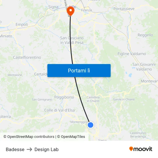 Badesse to Design Lab map