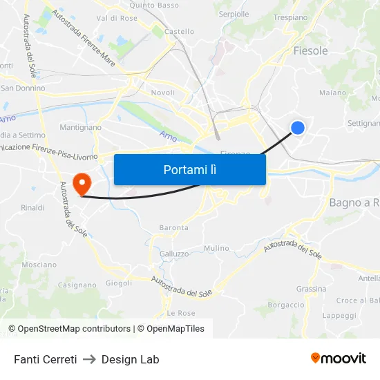 Fanti Cerreti to Design Lab map