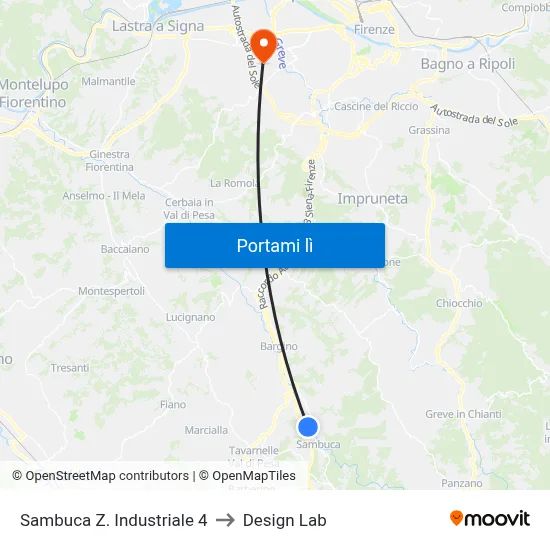 Sambuca  Z. Industriale 4 to Design Lab map