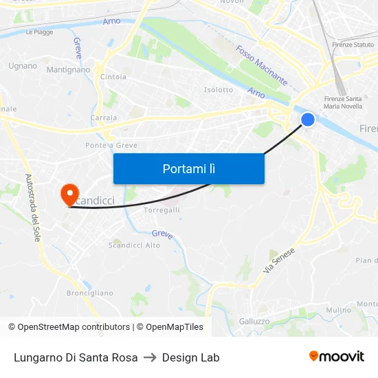 Lungarno Di Santa Rosa to Design Lab map