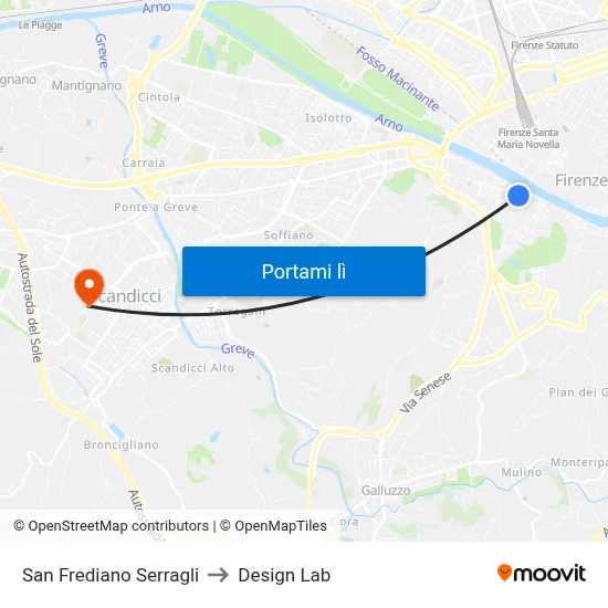 San Frediano Serragli to Design Lab map