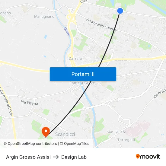 Argin Grosso Assisi to Design Lab map