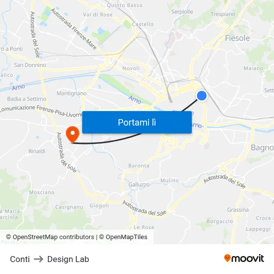 Conti to Design Lab map