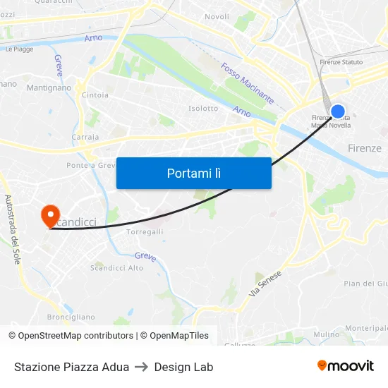 Stazione Piazza Adua to Design Lab map