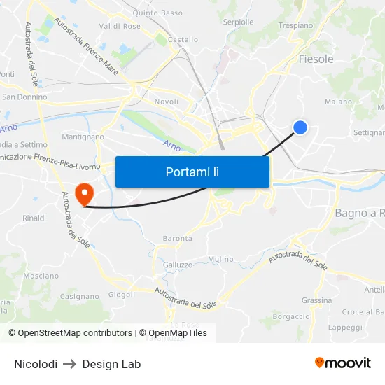 Nicolodi to Design Lab map