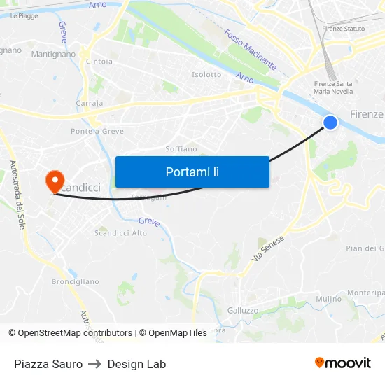 Piazza Sauro to Design Lab map
