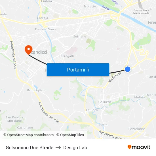 Gelsomino Due Strade to Design Lab map