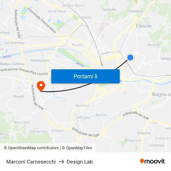 Marconi Carnesecchi to Design Lab map