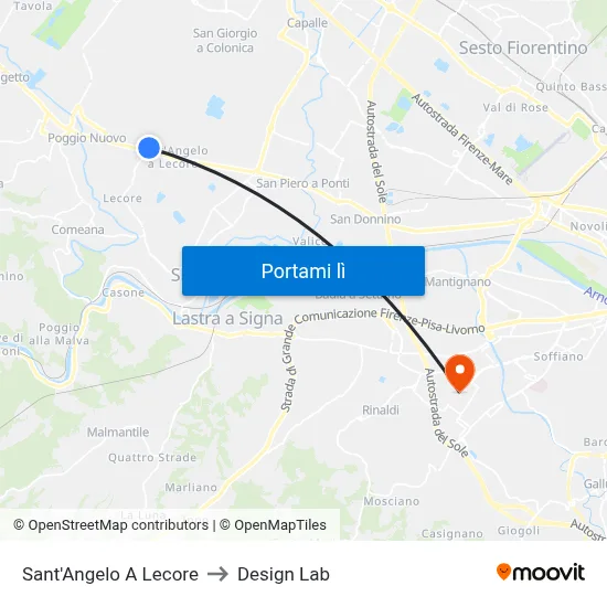 Sant'Angelo A Lecore to Design Lab map