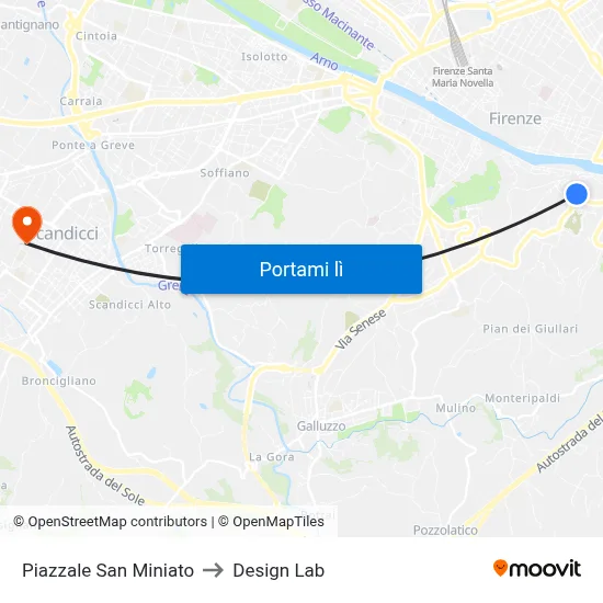 Piazzale San Miniato to Design Lab map