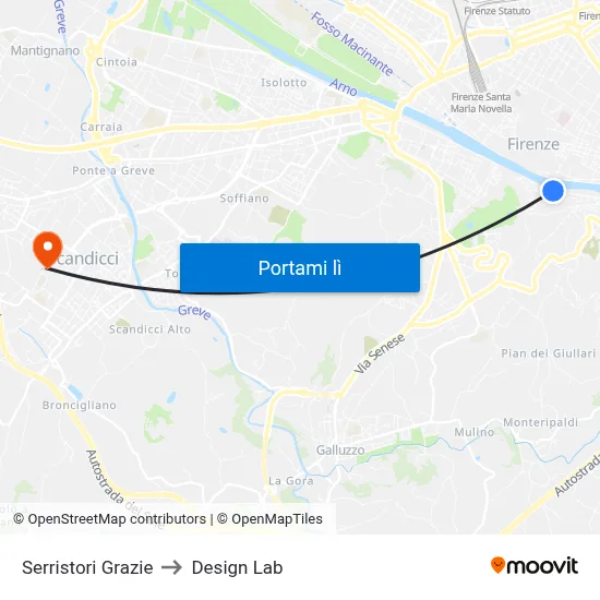 Serristori Grazie to Design Lab map