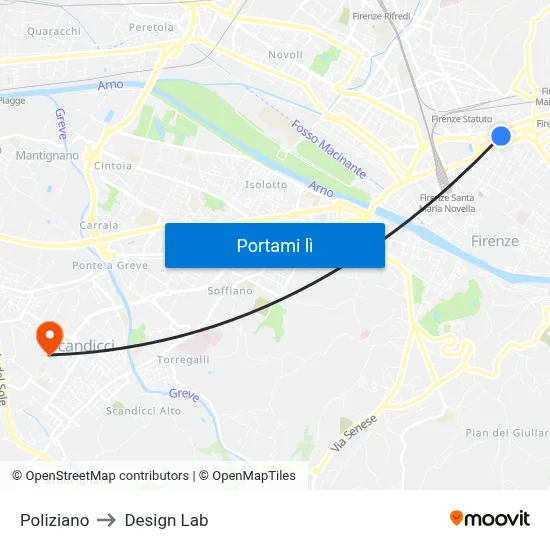Poliziano to Design Lab map