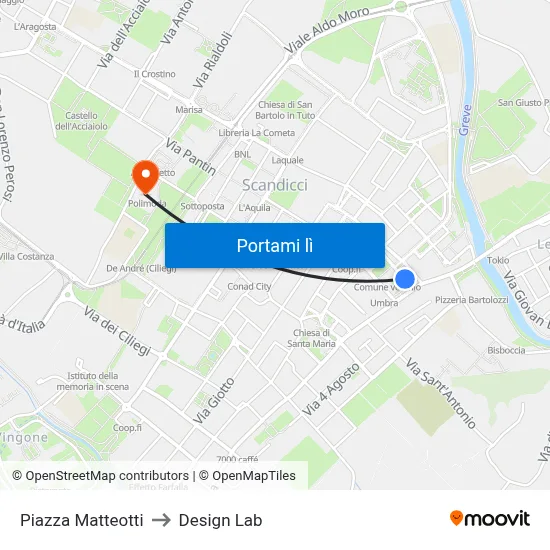 Piazza Matteotti to Design Lab map