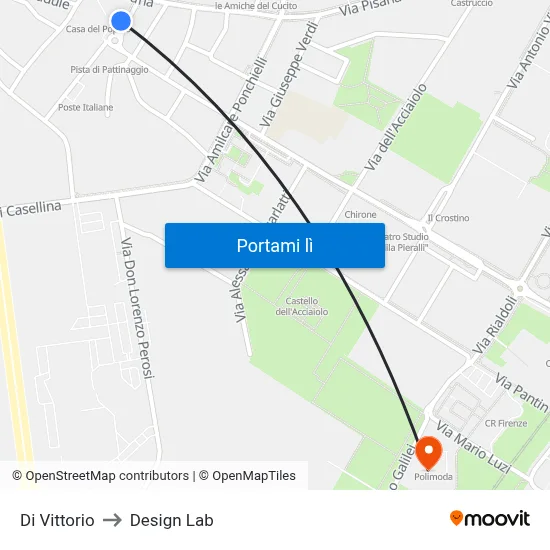 Di Vittorio to Design Lab map