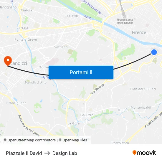 Piazzale Il David to Design Lab map