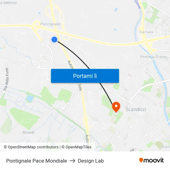 Pontignale Pace Mondiale to Design Lab map