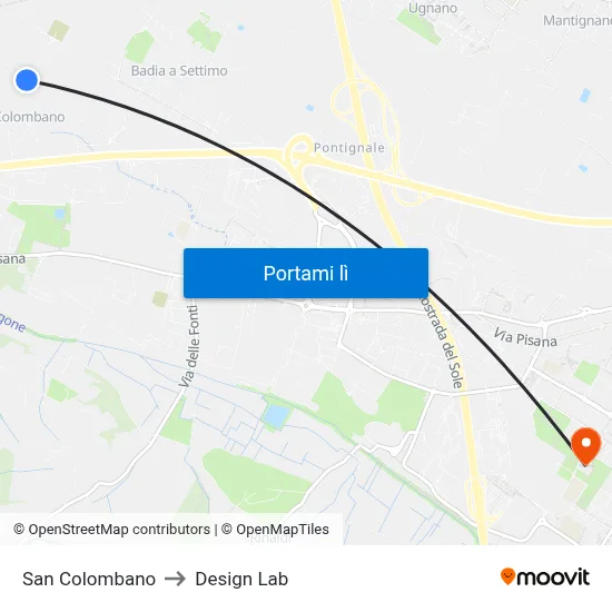 San Colombano to Design Lab map