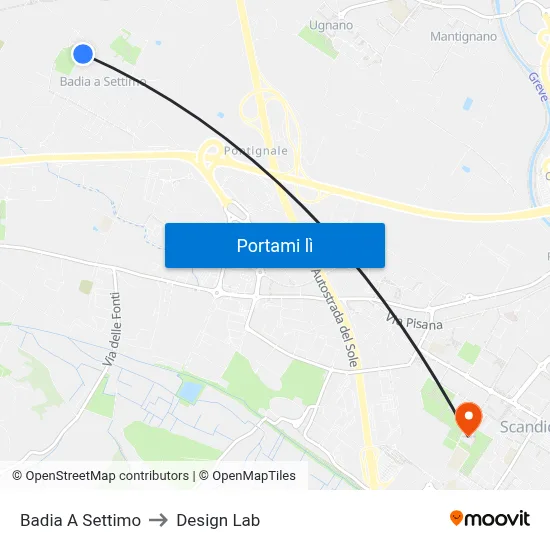 Badia A Settimo to Design Lab map