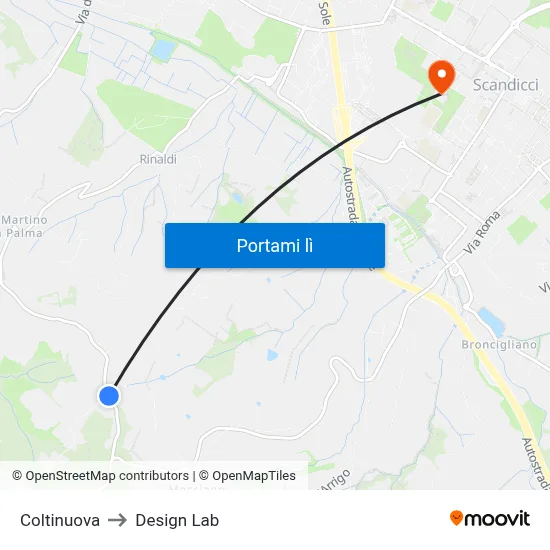 Coltinuova to Design Lab map