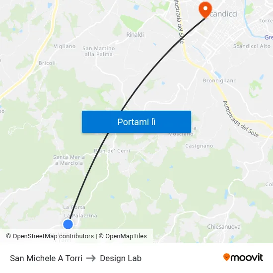 San Michele A Torri to Design Lab map