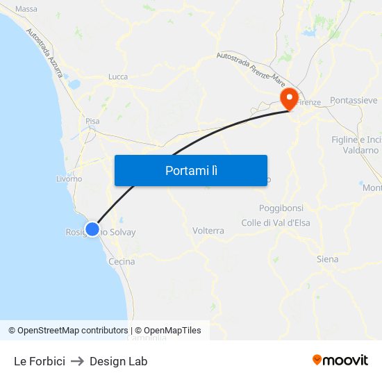 Le Forbici to Design Lab map