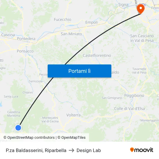 P.za Baldasserini, Riparbella to Design Lab map