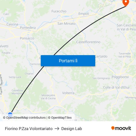 Fiorino P.Zza Volontariato to Design Lab map