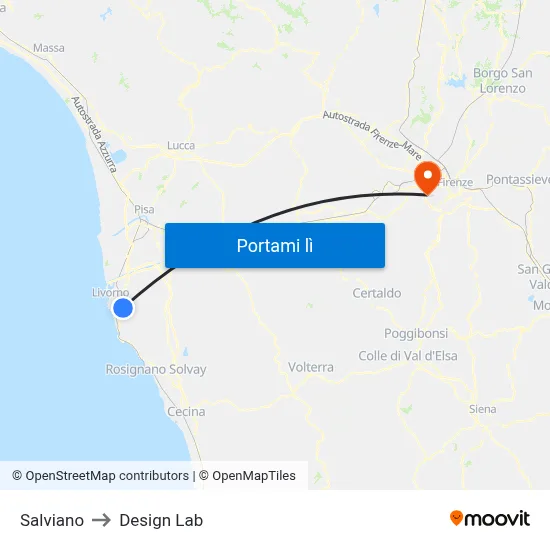 Salviano to Design Lab map
