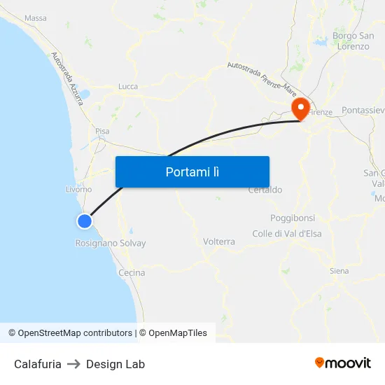 Calafuria to Design Lab map