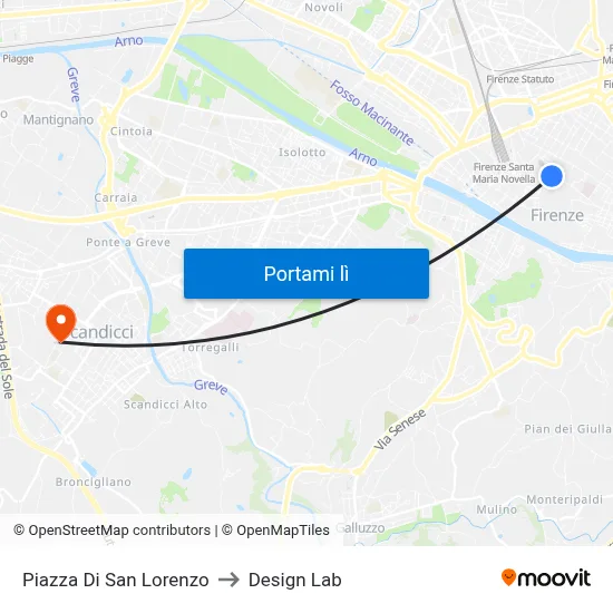 Piazza Di San Lorenzo to Design Lab map