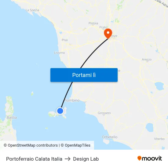 Portoferraio Calata Italia to Design Lab map
