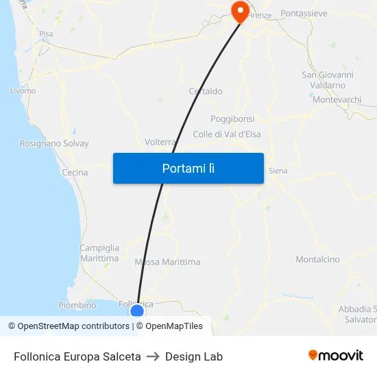 Follonica Europa Salceta to Design Lab map