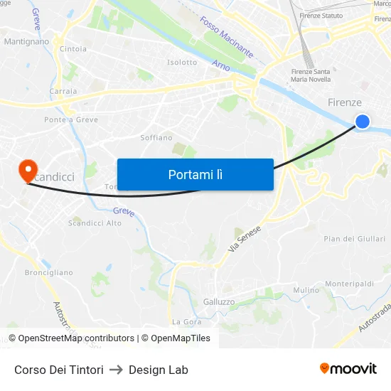 Corso Dei Tintori to Design Lab map