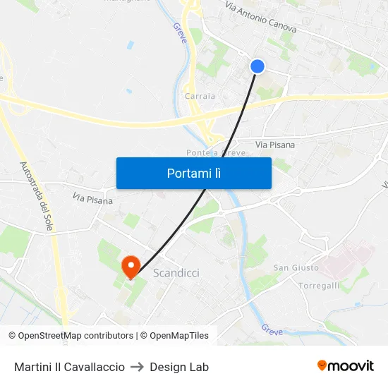 Martini Il Cavallaccio to Design Lab map