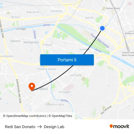 Redi San Donato to Design Lab map