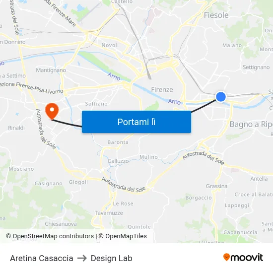 Aretina Casaccia to Design Lab map