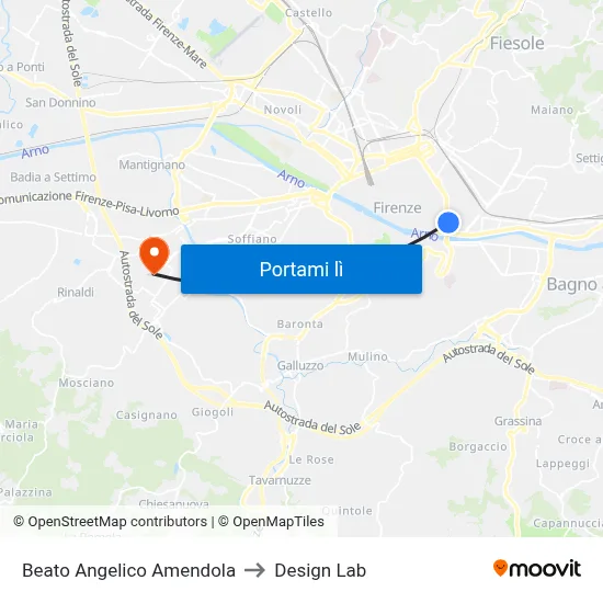 Beato Angelico Amendola to Design Lab map