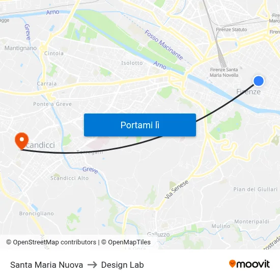 Santa Maria Nuova to Design Lab map