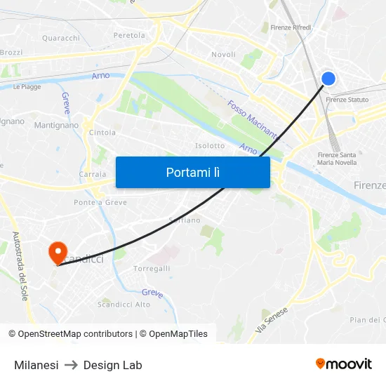 Milanesi to Design Lab map