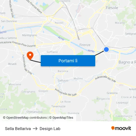 Sella Bellariva to Design Lab map
