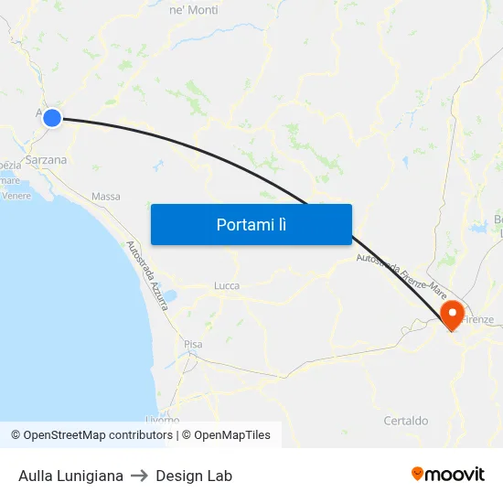 Aulla Lunigiana to Design Lab map