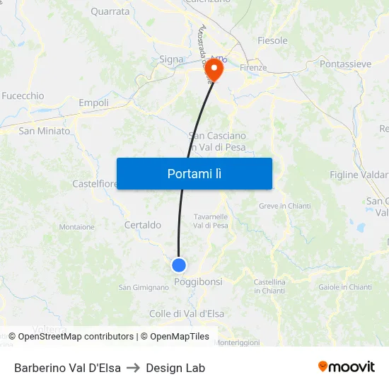 Barberino Val D'Elsa to Design Lab map