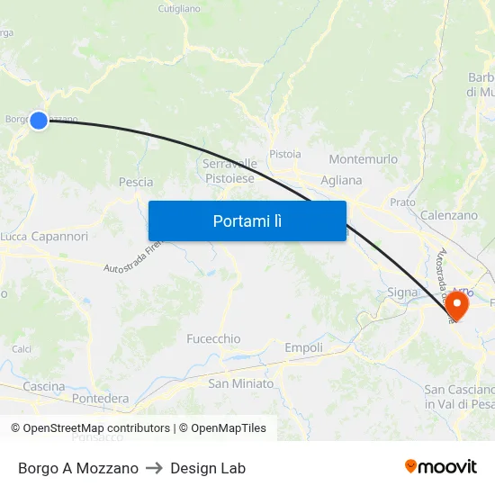 Borgo A Mozzano to Design Lab map